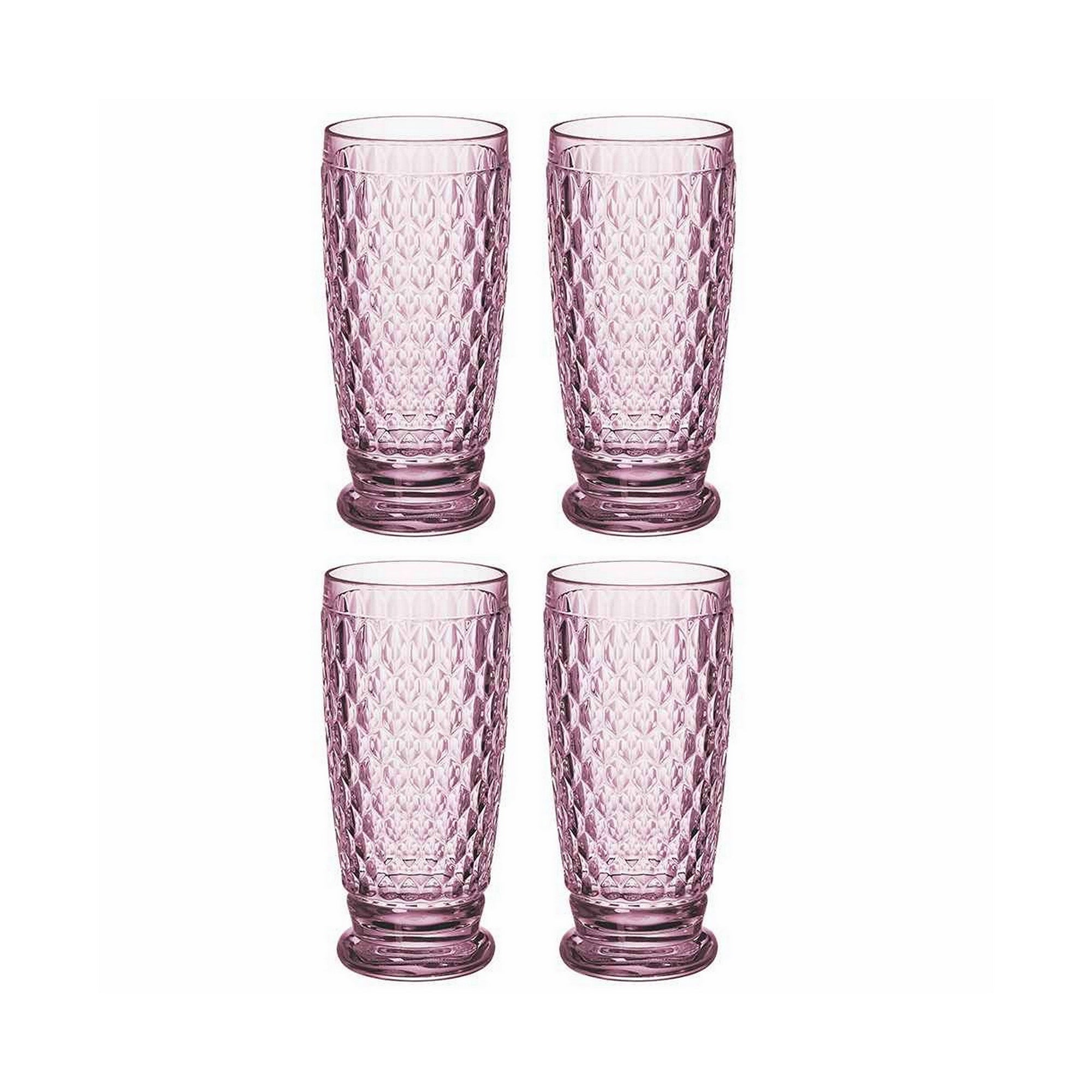 Villeroy & Boch Boston Colored Highball / Tumbler Glasses, Set of 4, Rose, 13.5 oz