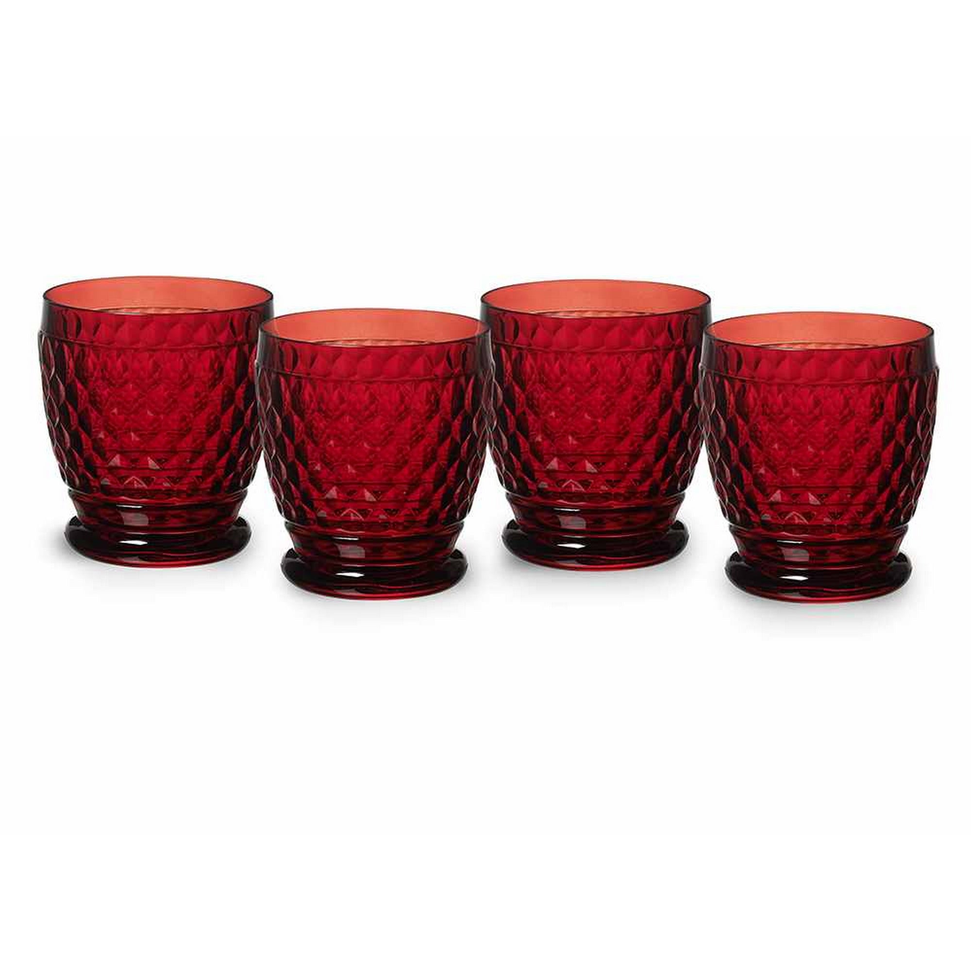 Villeroy & Boch Boston Colored DOF / Tumbler Glasses, Set of 4, Red, 11 oz