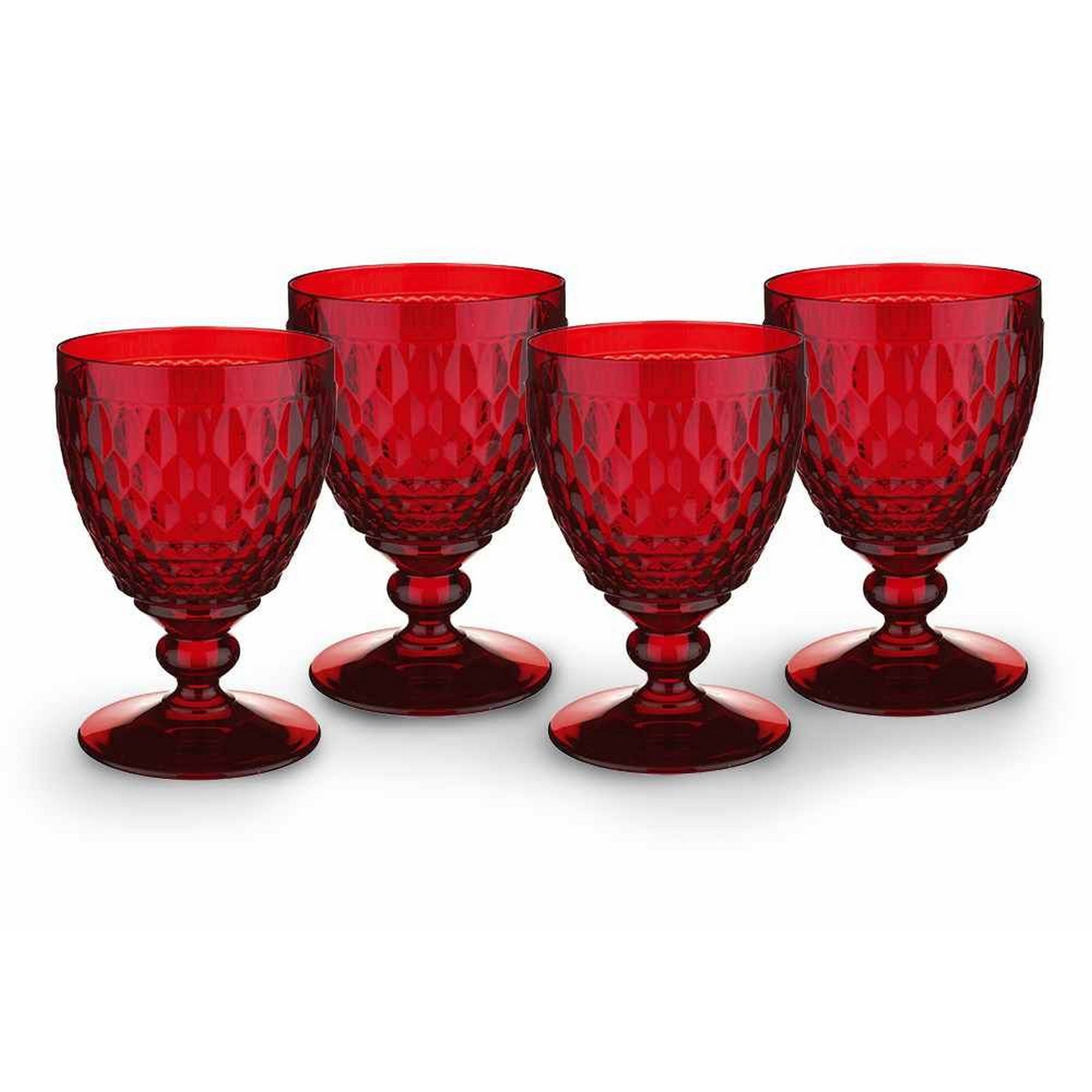 Villeroy & Boch Boston Colored Water Goblet Glasses, Set of 4, Red, 14 oz