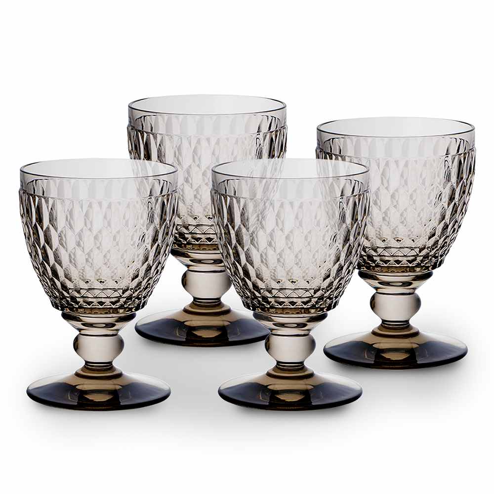 Villeroy & Boch Boston Colored Water Goblet Glasses, Set of 4, Smoke, 14 oz