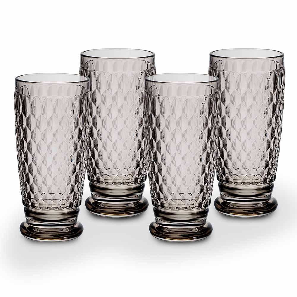 Villeroy & Boch Boston Colored Highball / Tumbler Glasses, Set of 4, Smoke, 13.5 oz
