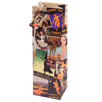 True Fabrications Vintage Collage Wine Bag