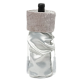 True Fabrications Silver Satin Wine Bag