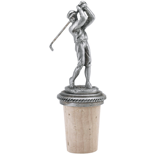 True Fabrications Pewter Golfer Bottle Stopper