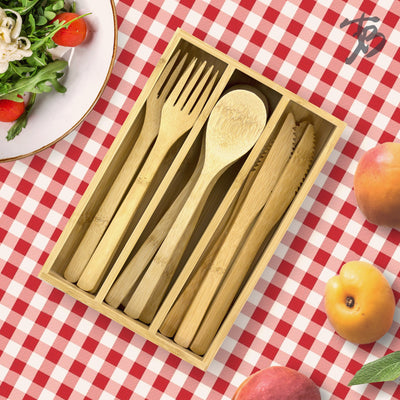 Totally Bamboo 12-Piece Bamboo Flatware Set with Portable Storage Case