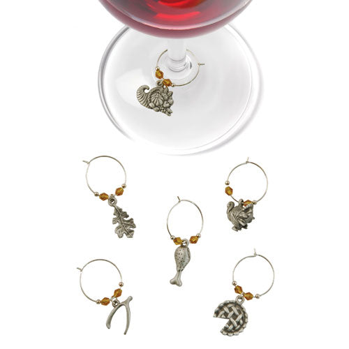 True Fabrications Thanksgiving Pewter Wine Charms