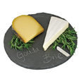 True Fabrications Round Slate Cheeseboard and Chalk Set
