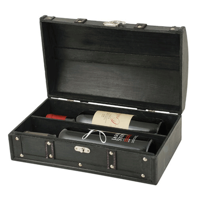True Fabrications 2-Bottle Antique Black Wine Box