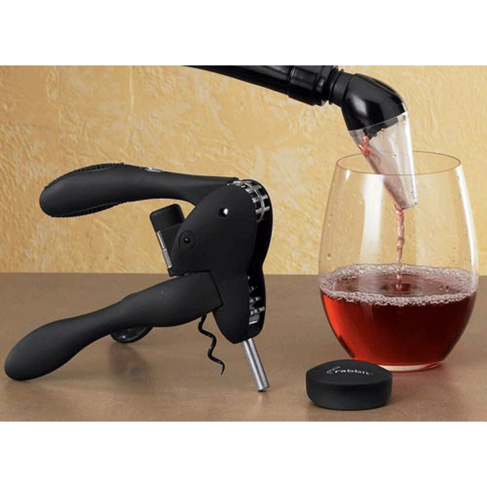 Metrokane Rabbit Corkscrew with Houdini Aerating Pourer Kit