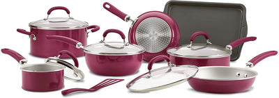 Rachael Ray Create Delicious Nonstick Cookware Pots and Pans Set, 13 Piece, Burgundy Shimmer