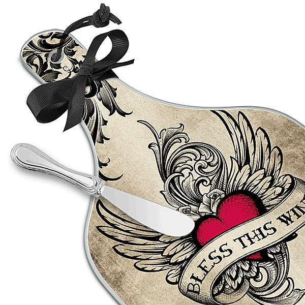 Bless This Wine Cheese Server - Large