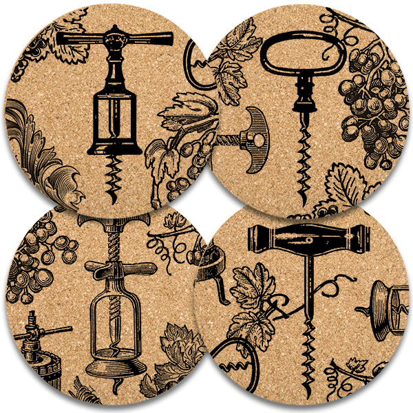 Antique Corkscrews Cork Coasters