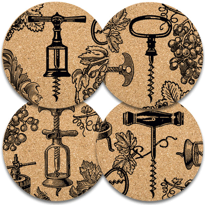 Antique Corkscrews Cork Coasters