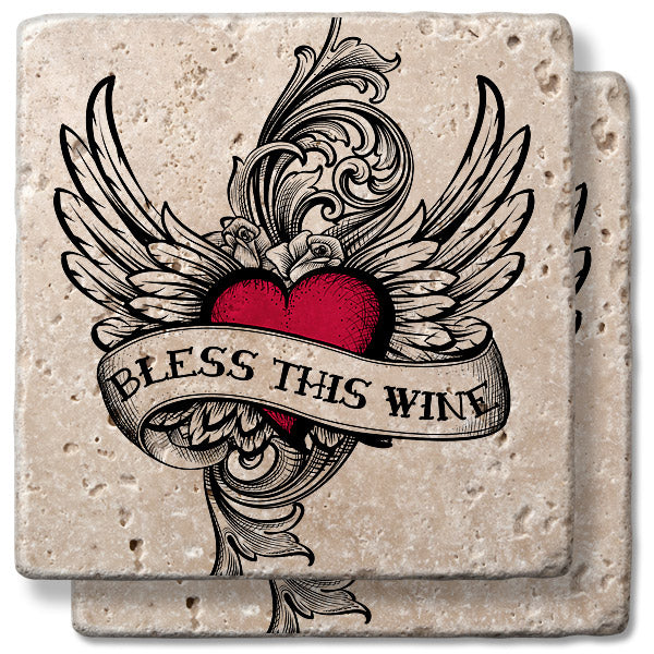 Winged Heart Stone Coaster Set