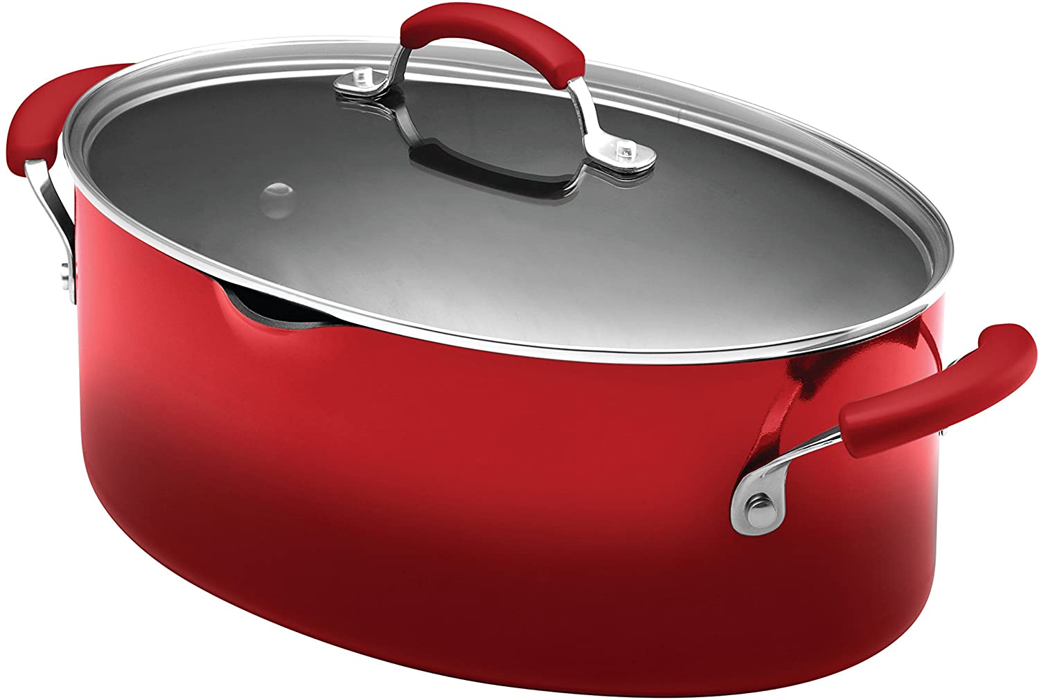 Rachael Ray Brights Nonstick Pasta Stock Pot with Lid and Spout, 8 Quart, Red Gradient