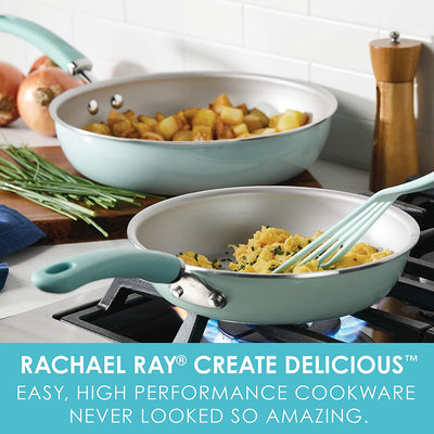 Rachael Ray Create Delicious 2 Piece Nonstick Skillet Set, Light Blue Shimmer