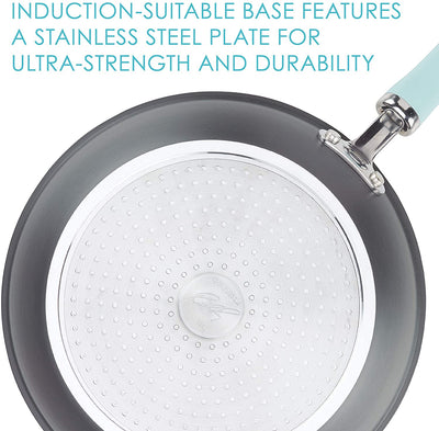 Rachael Ray Create Delicious Hard Anodized Nonstick Cookware Pots and Pans Set, 11 Piece, Gray with Light Blue Handles