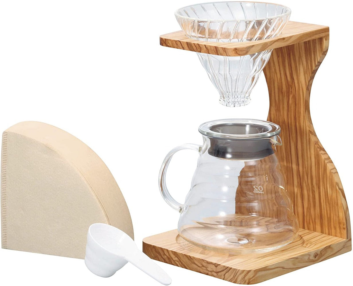 Hario V60 Olive Wood Stand Set