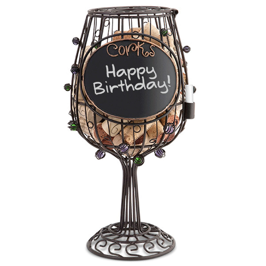 Chalkboard Wine Glass Cork Cage