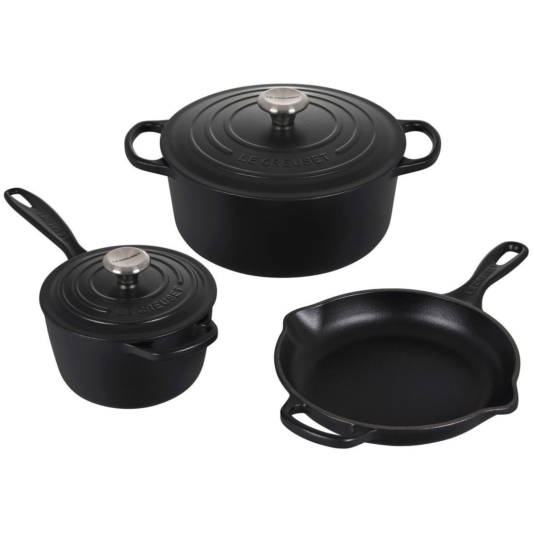 Le Creuset 5 Piece Enameled Cast Iron Signature Set - Licorice