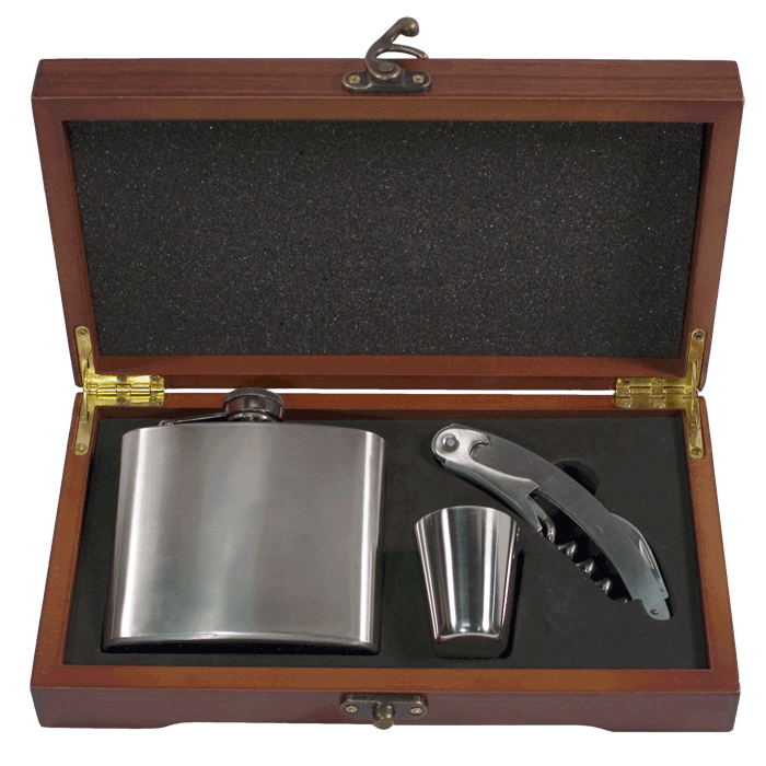 Pampered Grape Stainless Steel Flask Personal Gift Set - 5 oz