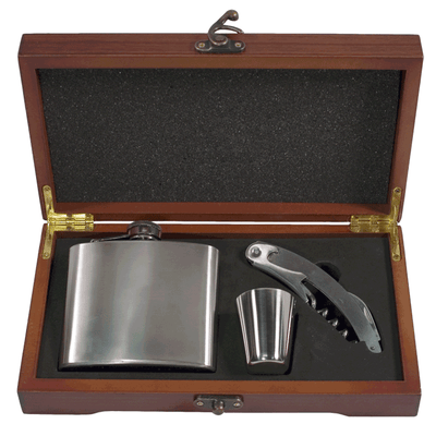 Pampered Grape Stainless Steel Flask Personal Gift Set - 5 oz