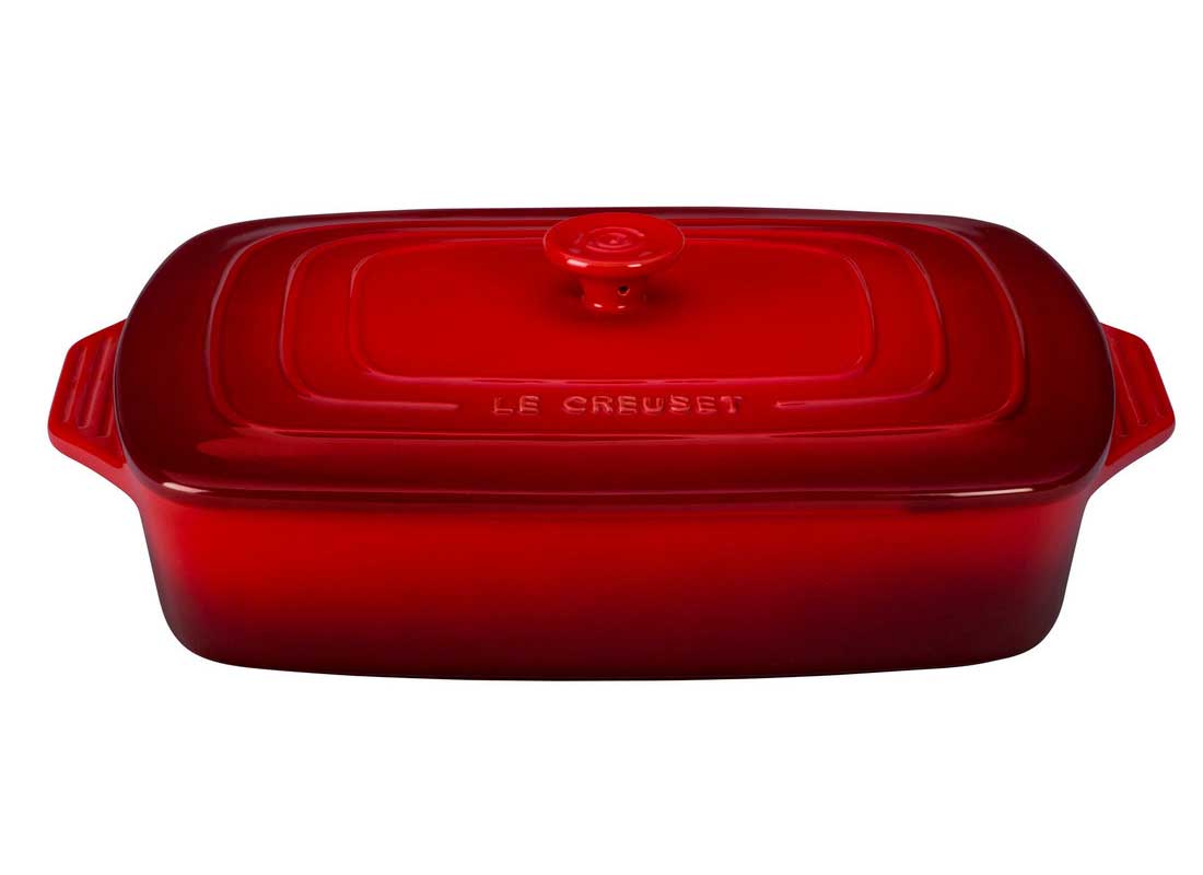 Le Creuset 3.5 Quart Covered Rectangular Stoneware Casserole - Cerise
