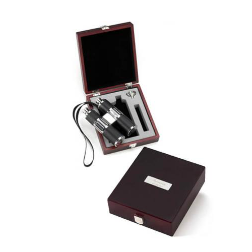 Binoculars Flask Set, Stainless Steel in Wood Box - 8 oz