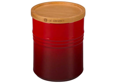 Le Creuset 2.5 Quart Stoneware Storage Canister w/Wood Lid