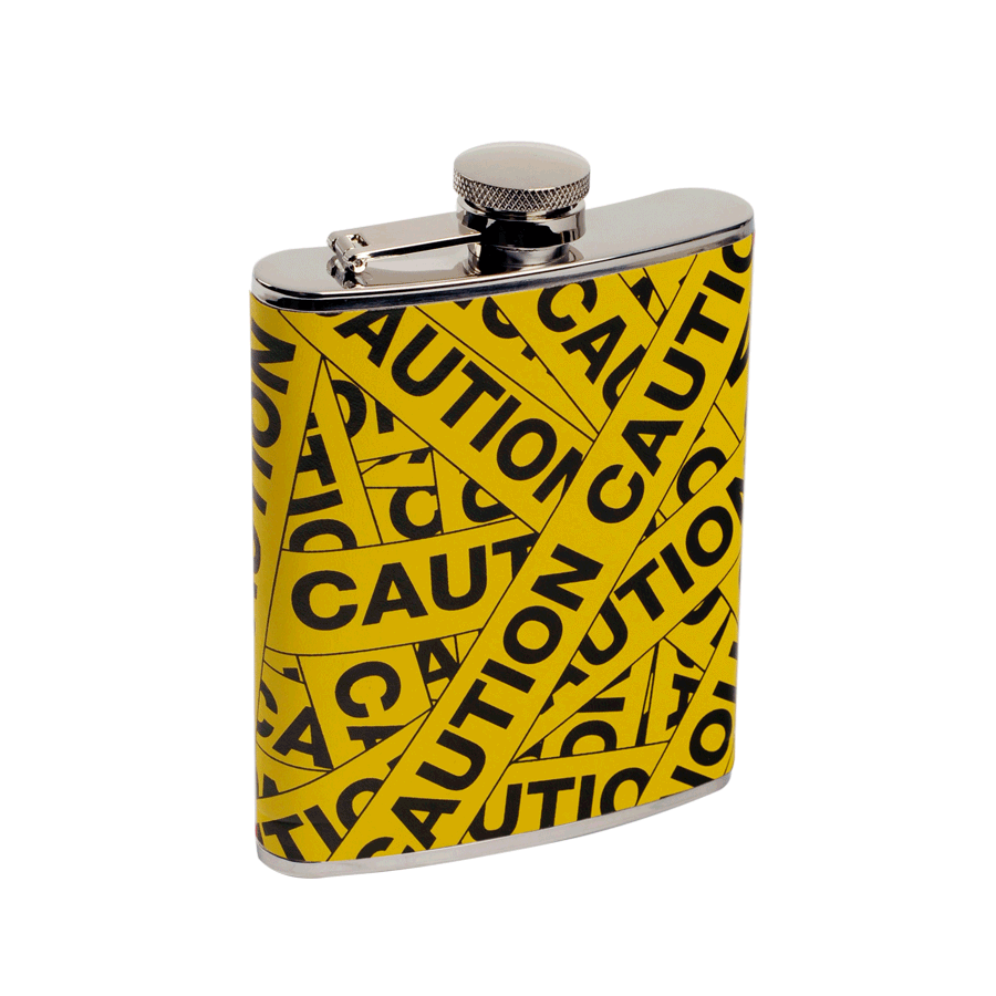 "Caution" 6 oz. Flask