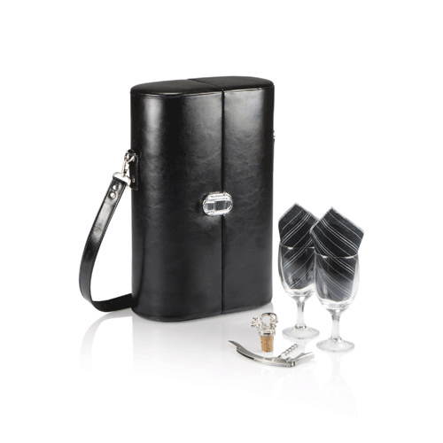 Picnic Time Harmony Single Bottle Wine Case- Black