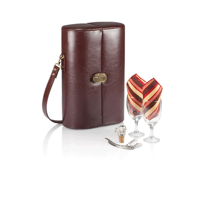 Picnic Time Harmony Single Bottle Wine Case- Brown