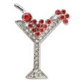 Holiday Martini Rhinestone Brooch