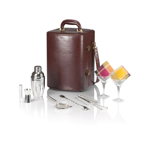 Picnic Time Manhattan 2 Bottle Cocktail Case-Brown