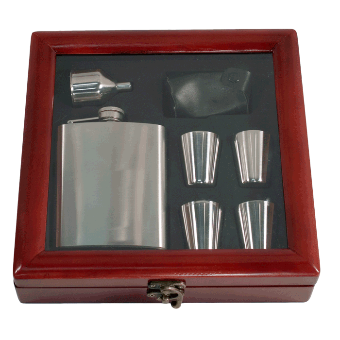 Pampered Grape Stainless Steel Flask Gift Set - 7 oz