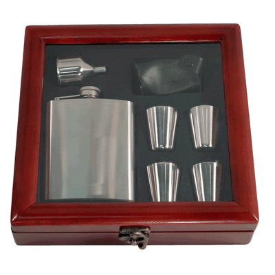 Pampered Grape Stainless Steel Flask Gift Set - 7 oz