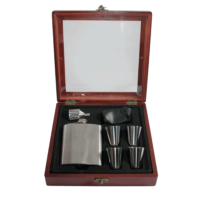Pampered Grape Stainless Steel Flask Gift Set - 7 oz