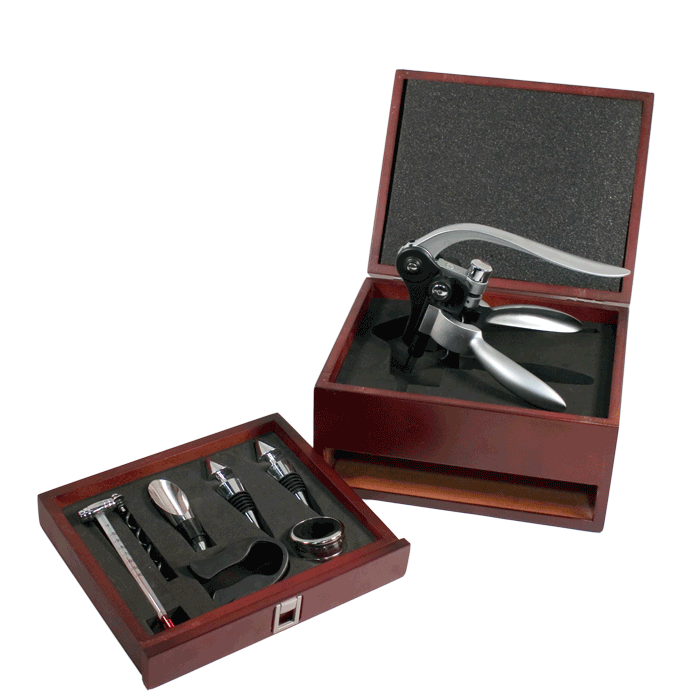 Pampered Grape Wizard Satin Finish Corkscrew with Drawer Set