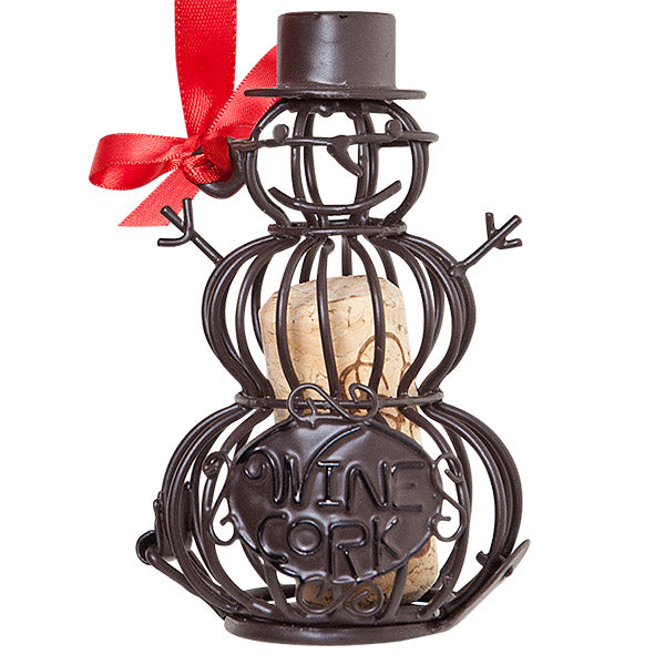 Snowman Cork Cage Bottle Ornament