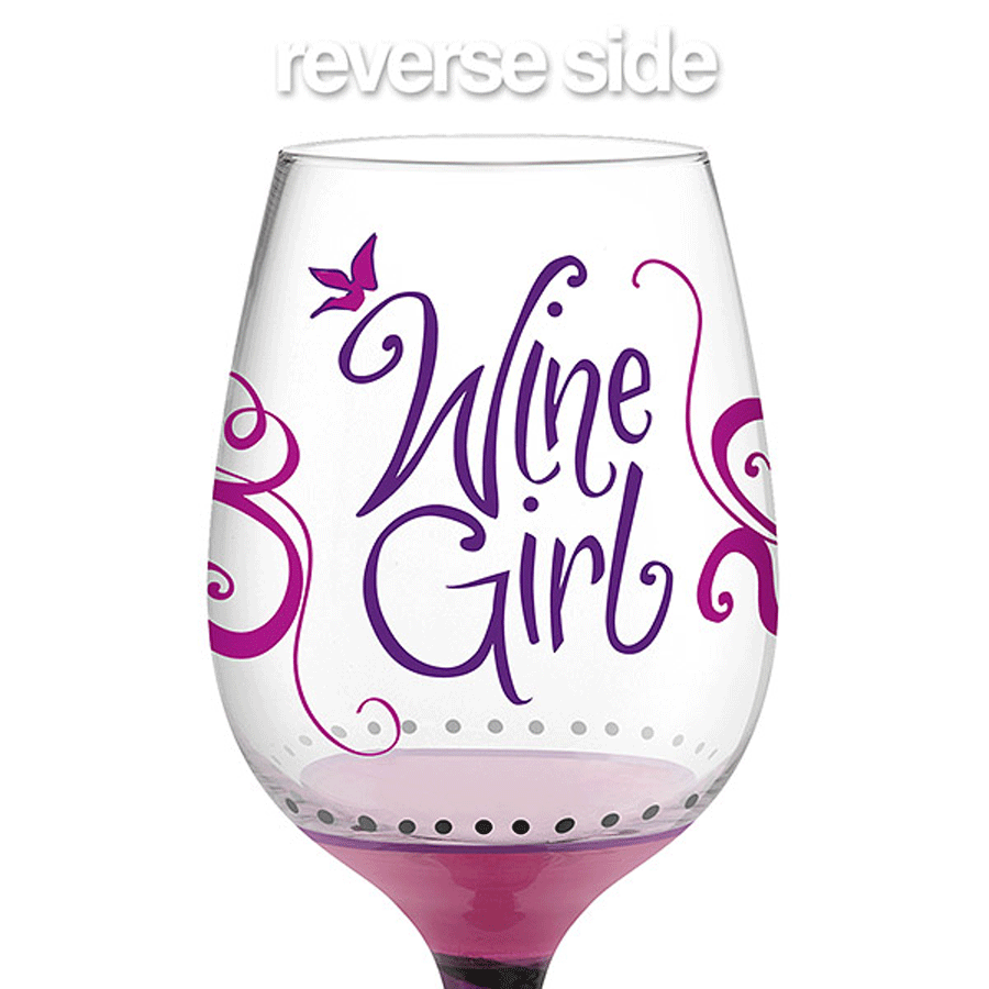 Wine Girl Hand-Decorated Wine Glass