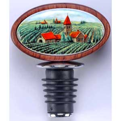 Porcelain Vineyard Medallion Wine Bottle Stoppers