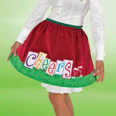 Embroidered Cheers Cocktail Apron