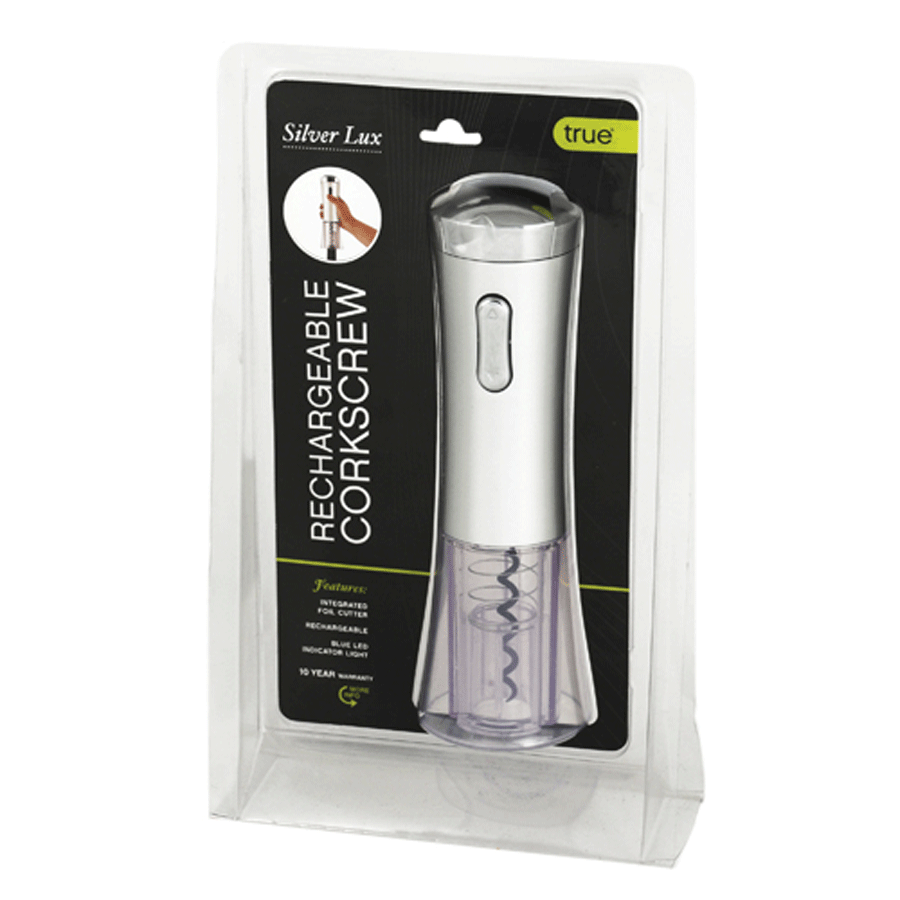 True Fabrications Silver Lux Rechargable Corkscrew