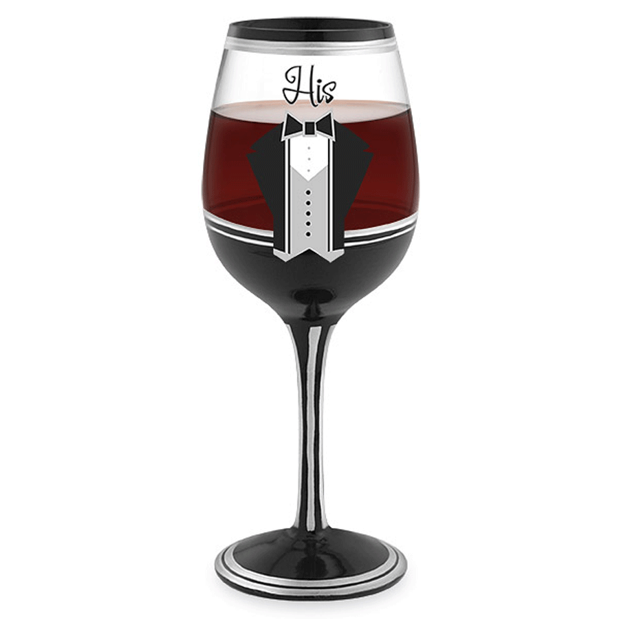 His Hand-Decorated Wine Glass