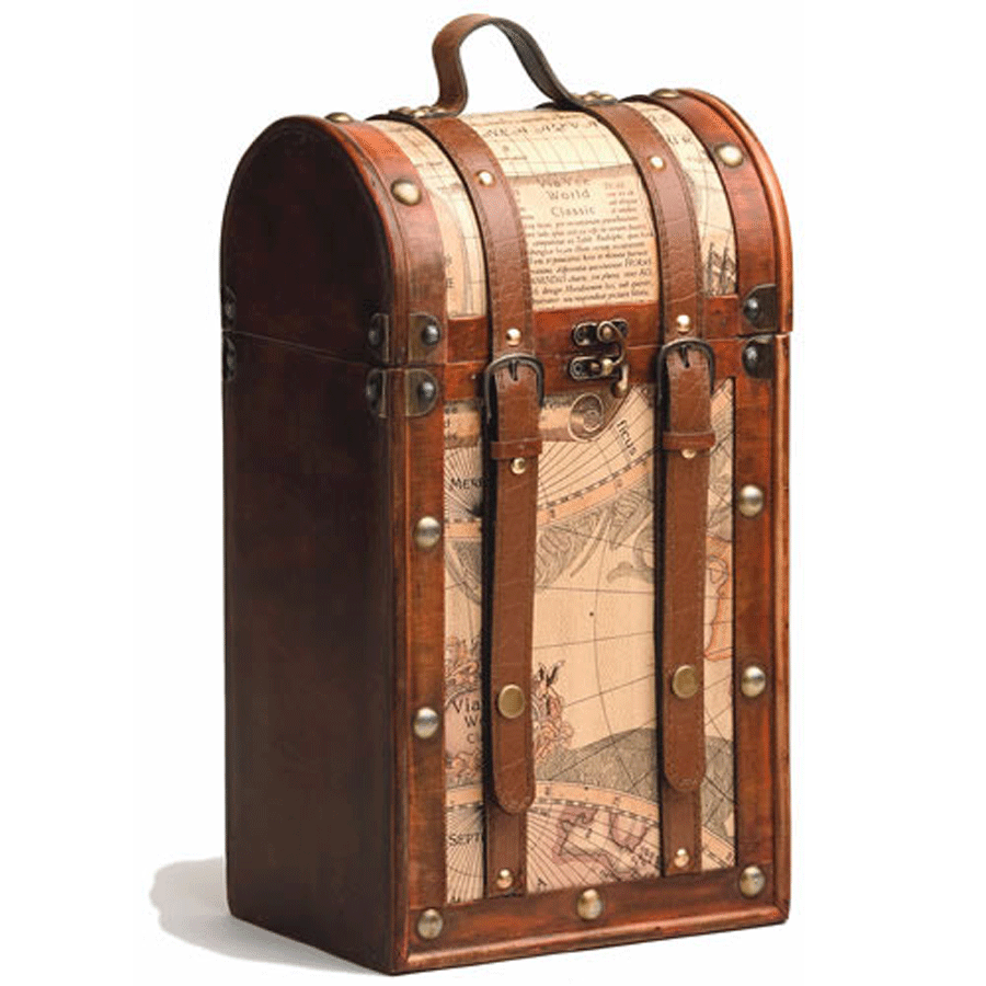 True Fanrications 2-Bottle Treasure Map Wine Box