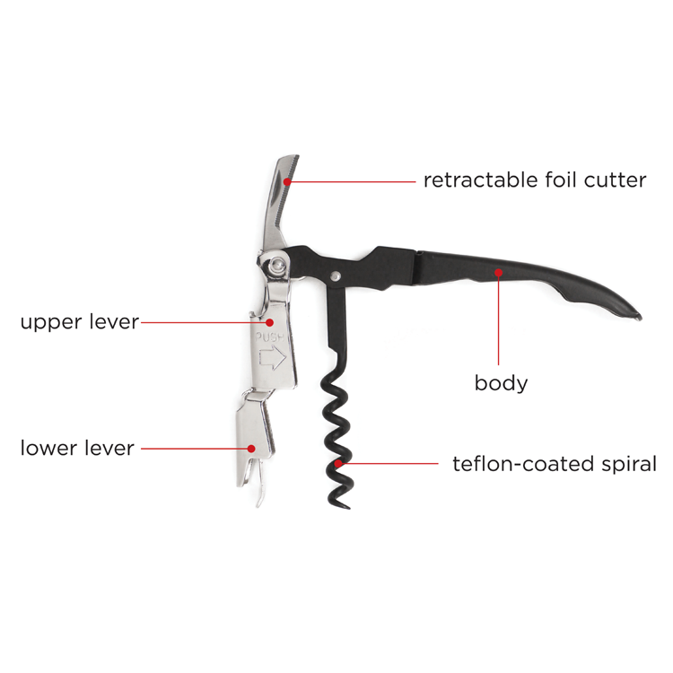 Metrokane Rabbit Zippity 2-Step Corkscrew - Black