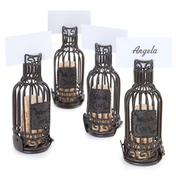 Wine Bottle Cork Cage Table Place Card Holder Set