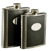 Deluxe Leather-Bound Captive-Top Pocket Flask - 8 oz