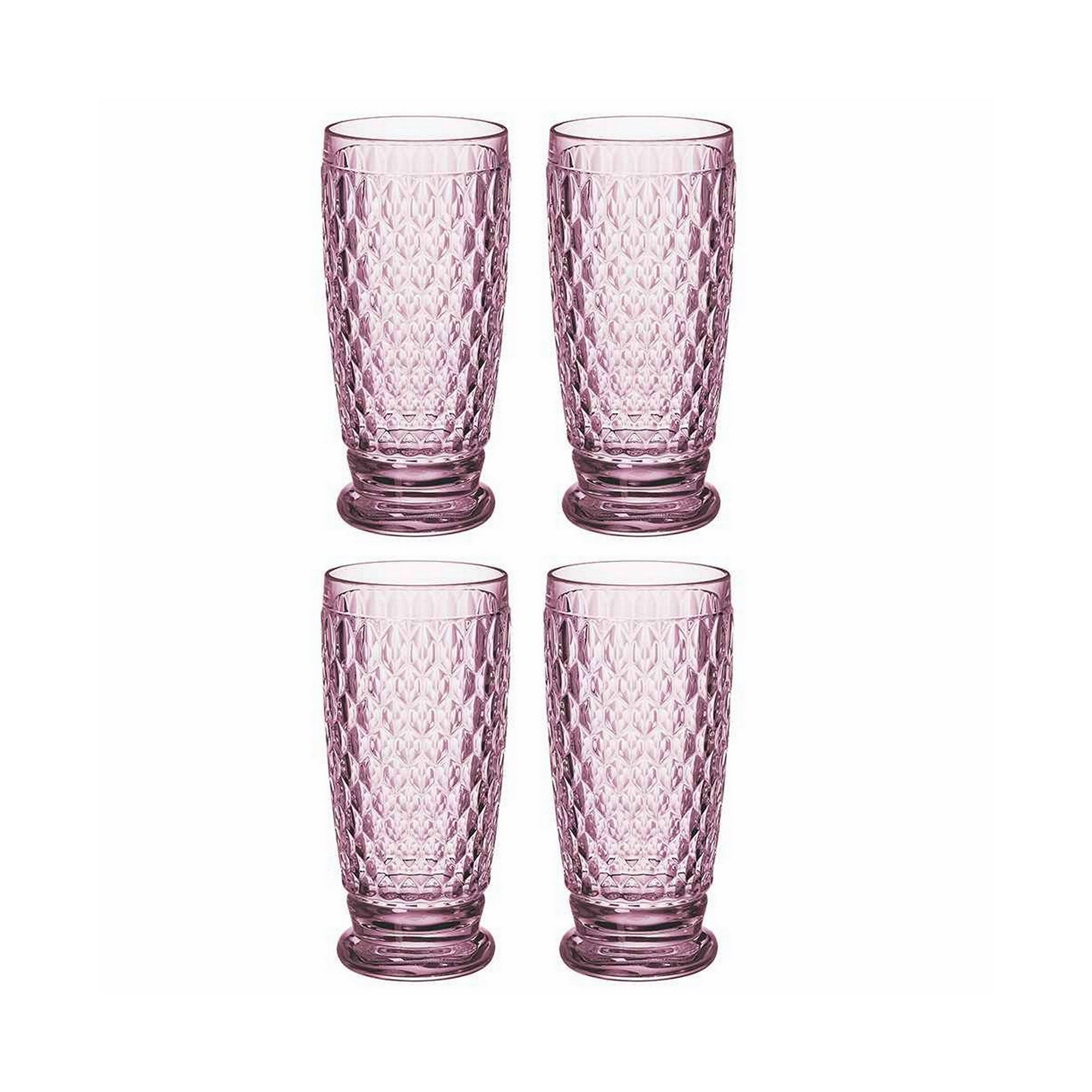 Villeroy & Boch Boston Colored Highball / Tumbler Glasses, Set of 4,  Rose,  13.5 oz