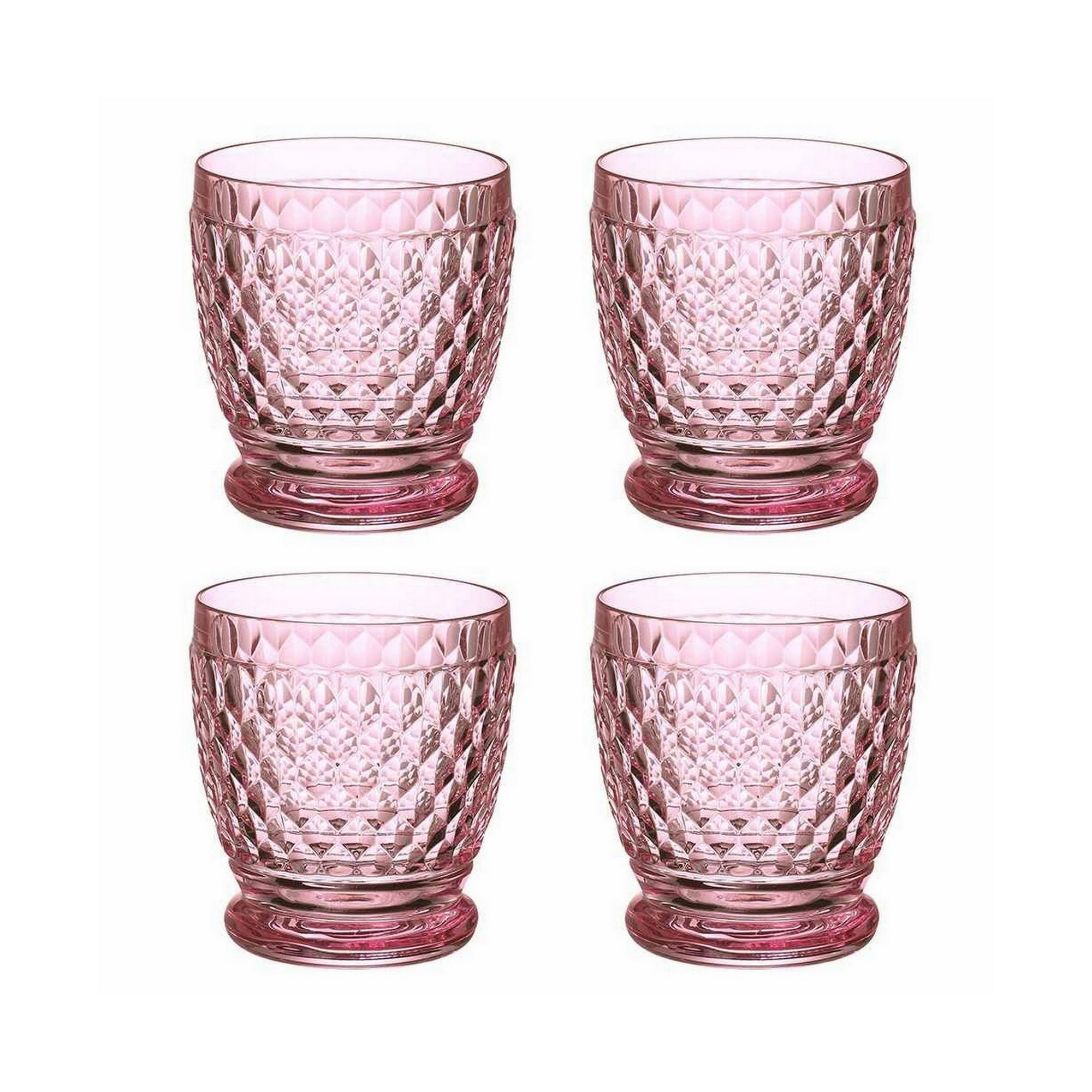 Villeroy & Boch Boston Colored DOF / Tumbler Glasses, Set of 4,  Rose,  11 oz